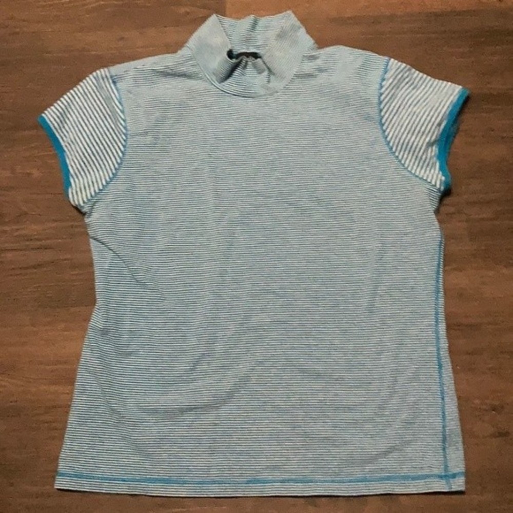 Rafaella Striped Mock Neck T-shirt Work Out Top